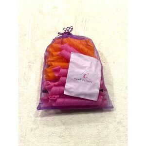 HawT Culture Heatless Spiral Hair Curlers Set Pink Orange with Styling Hook Bag